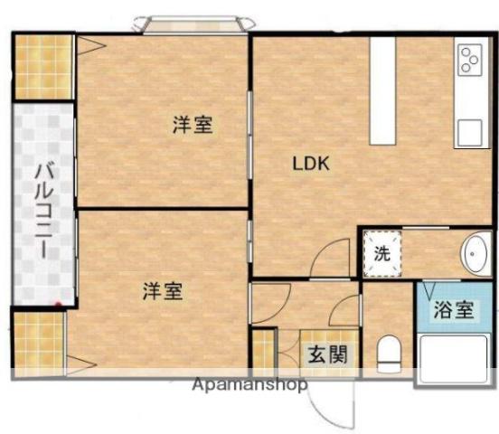 ツインリッチ鳥飼(2LDK/3階)の間取り写真