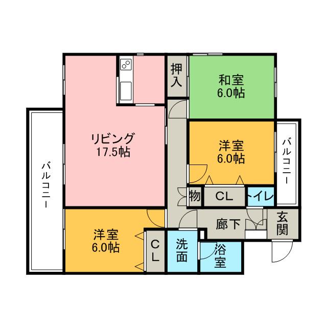 コモードⅡ(3LDK/2階)の間取り写真