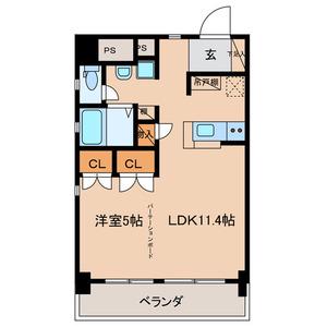 パストラーレ米長(1LDK/5階)の間取り写真