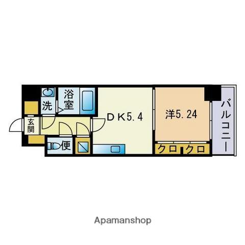 エスティメゾン薬院(1DK/3階)の間取り写真