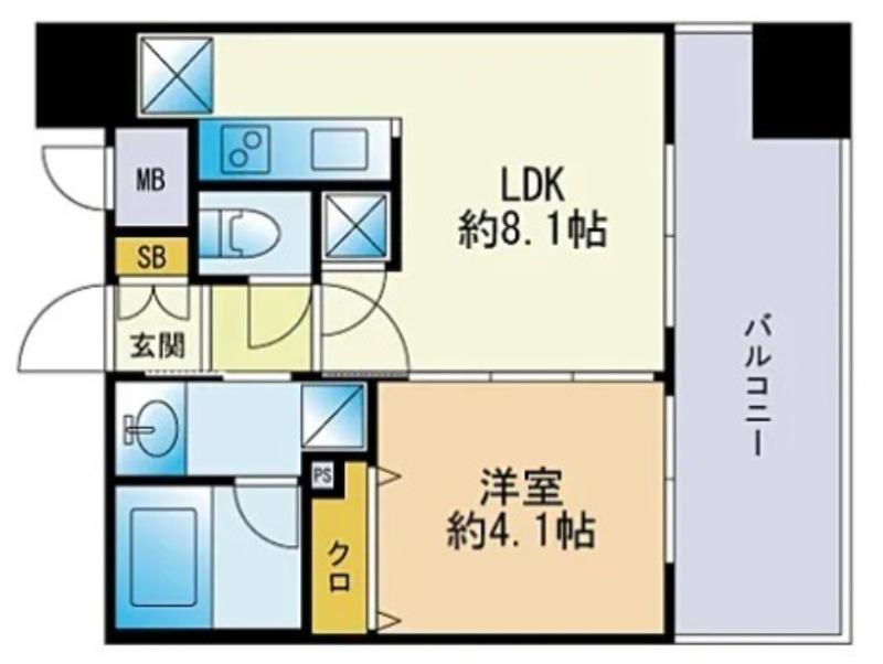 アクタス天神北(1LDK/2階)の間取り写真