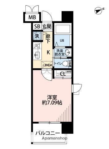 サヴォイ ザ・ブルネット(1K/12階)の間取り写真