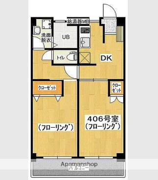 コーポ松永(2DK/4階)の間取り写真