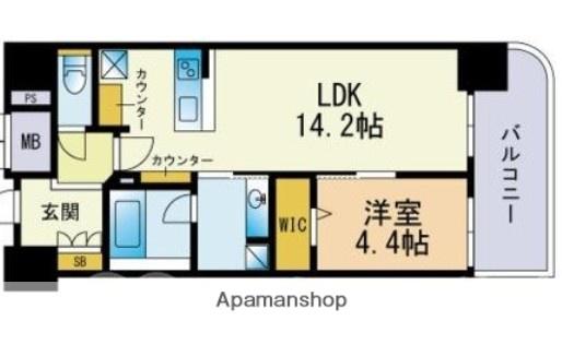 ウェルブライト博多ステーション(1LDK/4階)の間取り写真