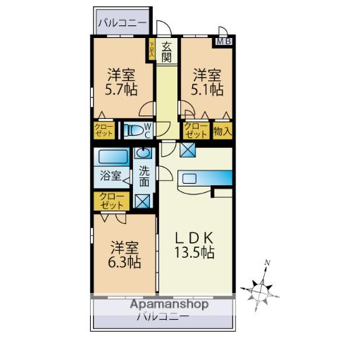 サフラン大塚(3LDK/1階)の間取り写真