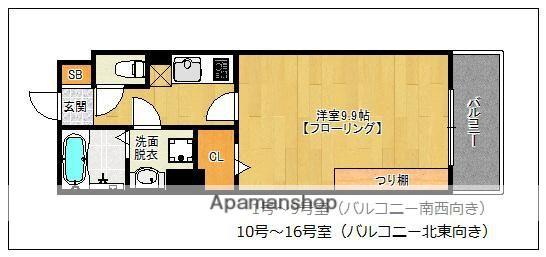 ウエスト AVALON九大前(1K/2階)の間取り写真