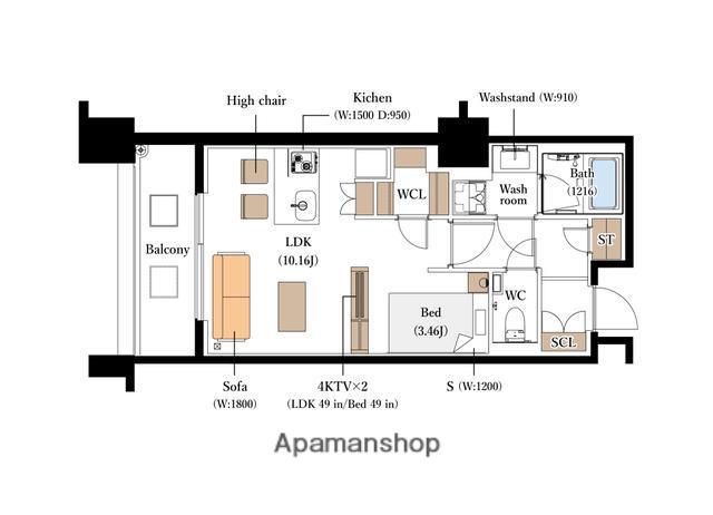 THE PALACE JOSUI(1LDK/9階)の間取り写真