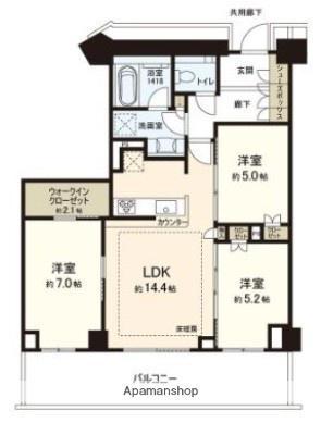 ザ・パークハウス福岡タワーズウエスト(3LDK/3階)の間取り写真