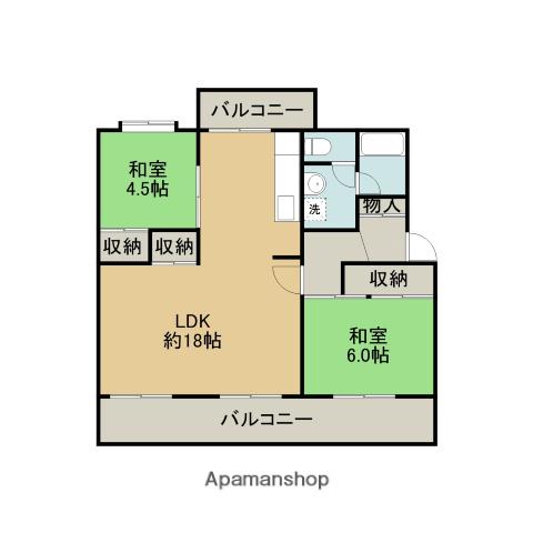 星の原団地70棟(2LDK/4階)の間取り写真