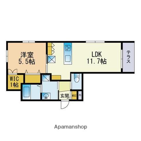 FORTIS藤崎弥生(1LDK/1階)の間取り写真