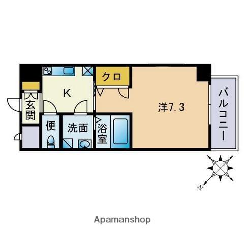 アンプルールべトン・ハートヒルズ SUGITANI(1K/3階)の間取り写真