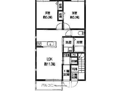 アニィ重留A(2LDK/1階)の間取り写真