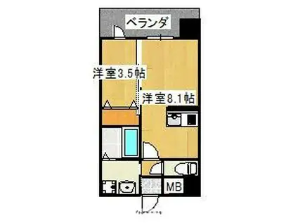 第48川崎ビル(1LDK/6階)の間取り写真
