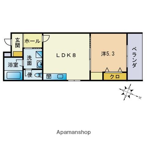 クローブ天神(1LDK/3階)の間取り写真