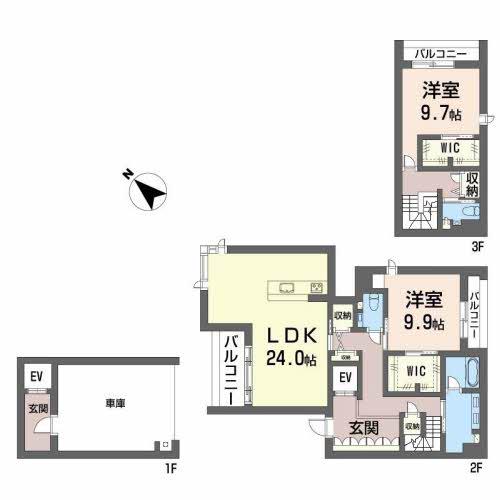 シャーメゾン浄水通(2LDK/2階)の間取り写真