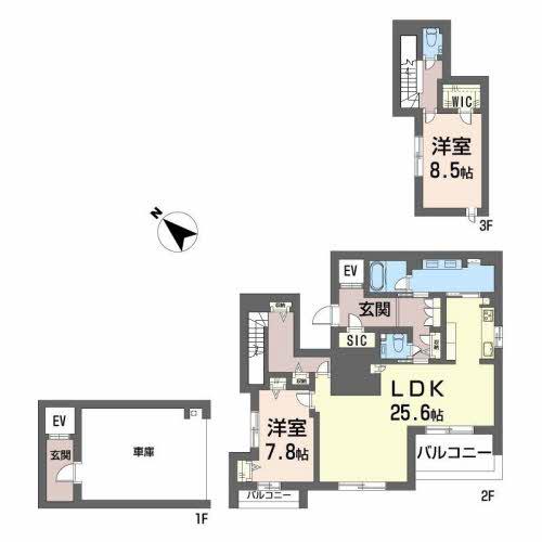 シャーメゾン浄水通(2LDK/2階)の間取り写真
