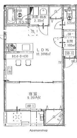 エスパリスソワⅠ(1LDK/1階)の間取り写真