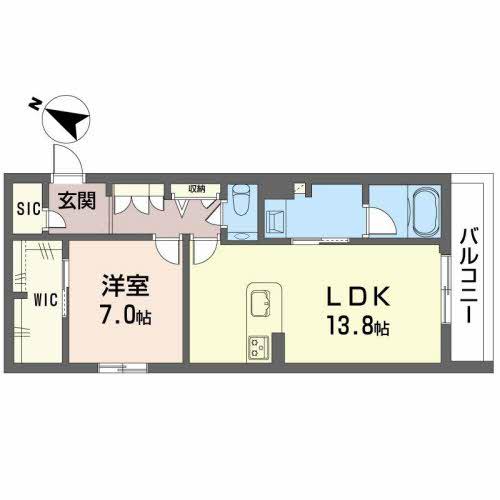 シャーメゾン西高宮(1LDK/2階)の間取り写真