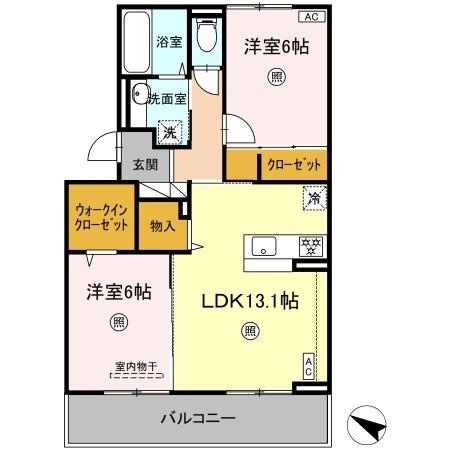 セラヴィ伊都(2LDK/3階)の間取り写真