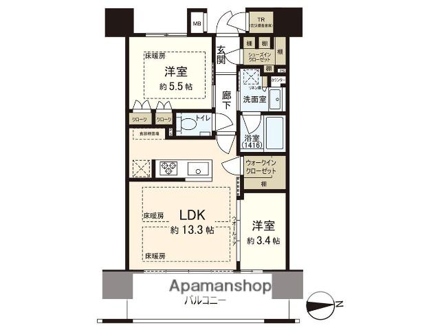 パークホームズ大濠公園フロント(2LDK/14階)の間取り写真