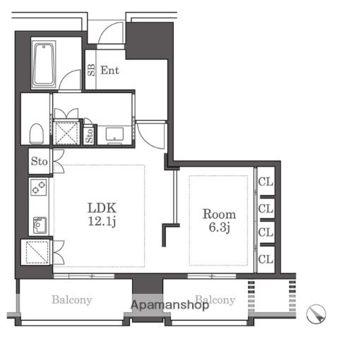グランドメゾン福岡 THE CENTRAL LUXE(1LDK/2階)の間取り写真