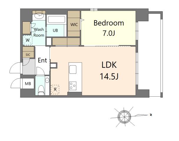 S-RESIDENCE大手門AWESOME(1LDK/8階)の間取り写真