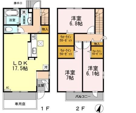 D-ROOM平尾(3LDK/1階)の間取り写真