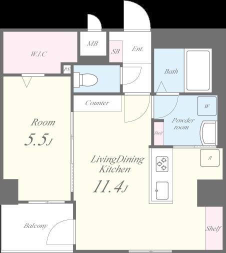 ル パルテール大濠(1LDK/2階)の間取り写真