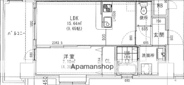 ラシュール・イン大橋Ⅱ(1LDK/9階)の間取り写真