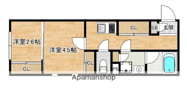 ライフ・モア原C棟(2K/1階)の間取り写真