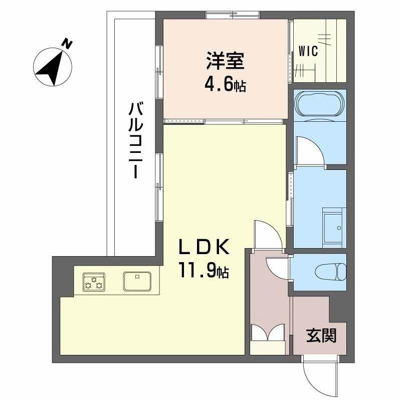 シャーメゾン高宮通(1LDK/2階)の間取り写真