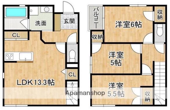 SOYO TERRACE 荒江(3LDK/1階)の間取り写真