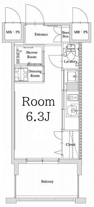 新品きマンション春吉9(ワンルーム/12階)の間取り写真