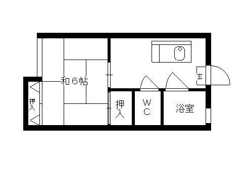 コーポ桜坂(1DK/2階)の間取り写真