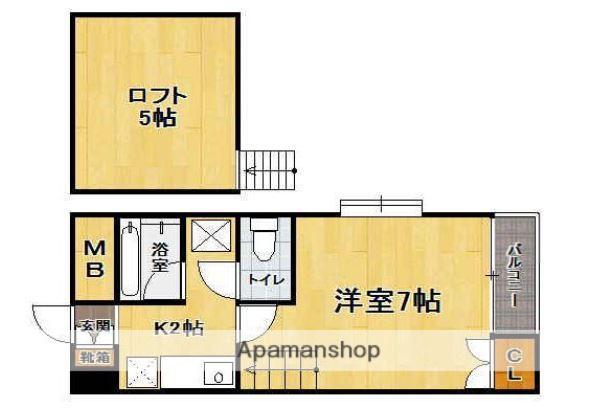 アイランド片江(1K/2階)の間取り写真