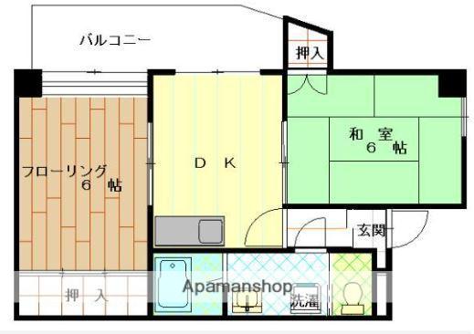グリーンコーポ平坂(2DK/2階)の間取り写真