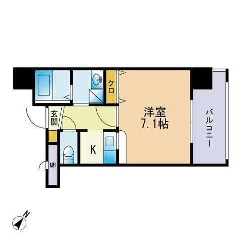 ビバーチェ南天神(1K/7階)の間取り写真