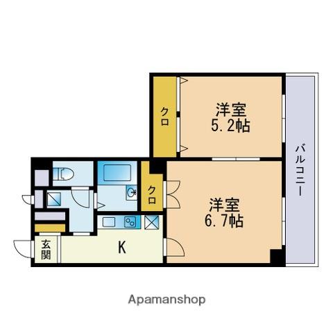 アンプルールフェール福岡(2K/2階)の間取り写真