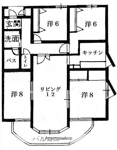 ハイフォルム寺塚Ⅱ(4LDK/2階)の間取り写真