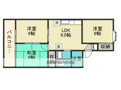 セレーネ城南(3LDK/2階)の間取り写真