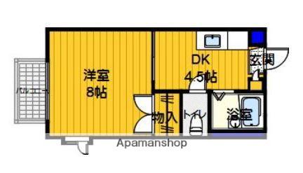ルミエール西片江(1DK/2階)の間取り写真