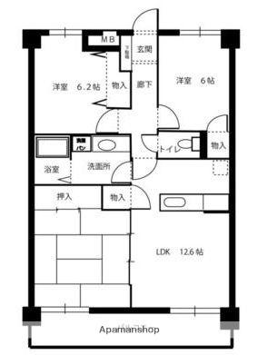 メゾン・ド香陽(3LDK/1階)の間取り写真
