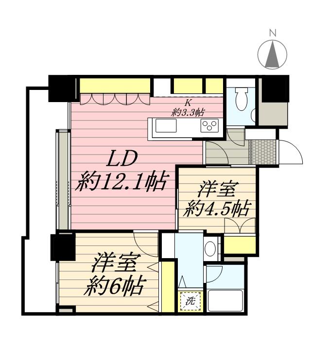 ネクサス百道レジデンシャルタワ(2LDK/16階)の間取り写真