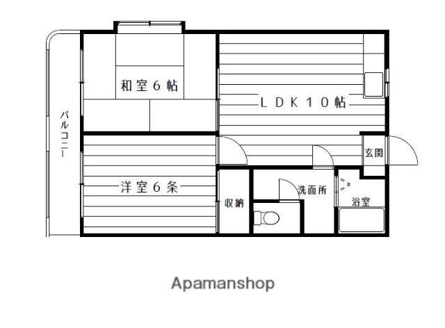 シエスタ飯倉(2LDK/1階)の間取り写真