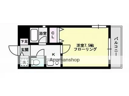 ロイヤルコンフォートロコ六本松(1K/5階)の間取り写真