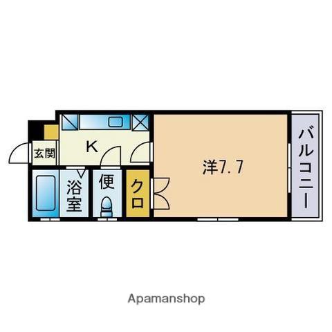 ウェルス六本松(1K/3階)の間取り写真