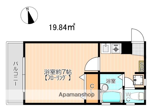 ピュアドーム館姪浜A・B・C(1K/2階)の間取り写真
