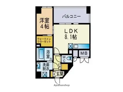 フォーサイト姪浜(1LDK/7階)の間取り写真