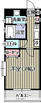 シャローム室見(1K/4階)の間取り写真