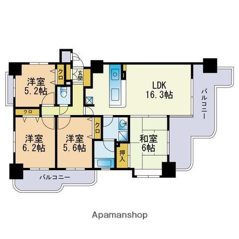 日商岩井レジオン大濠(4LDK/10階)の間取り写真